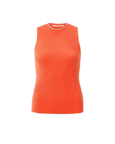 GERIBDE TANKTOP MET STREEP ORANJE