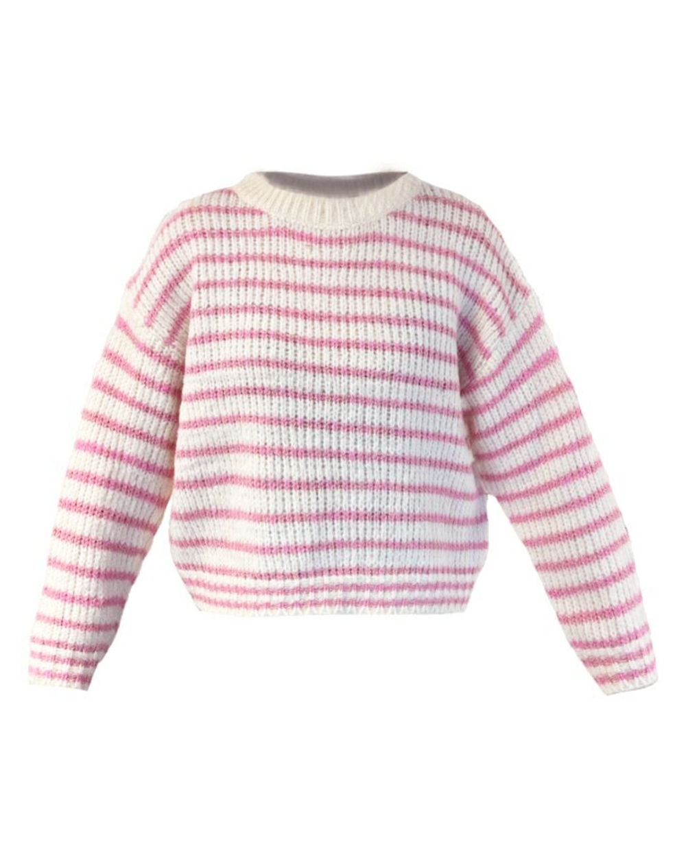 GESTREEPTE TRUI NOA ROZE/ECRU