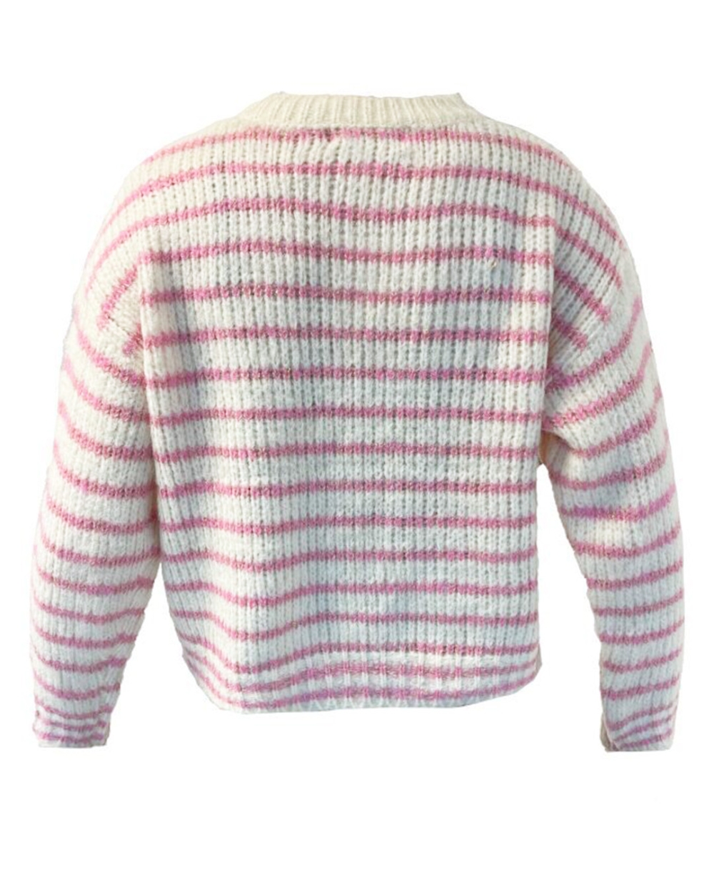 GESTREEPTE TRUI NOA ROZE/ECRU