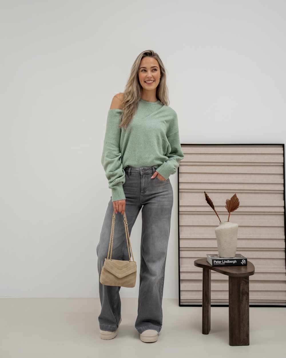 V-NECK TRUI EN TOP GROEN