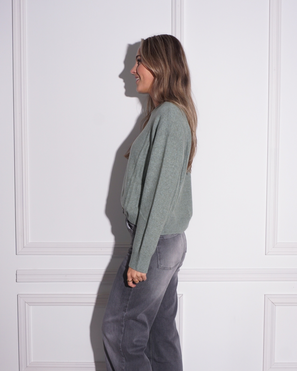 TRUI MET RIBDETAIL GROEN