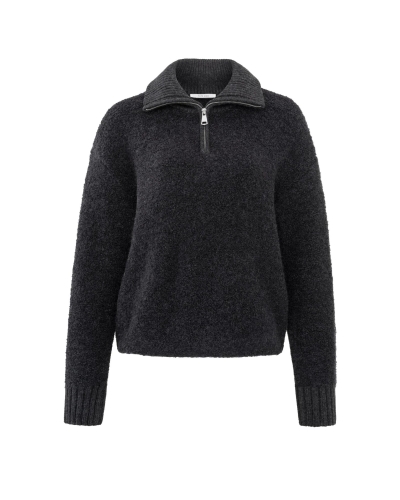 BOUCLE SWEATER MET RITS ANTRACITE