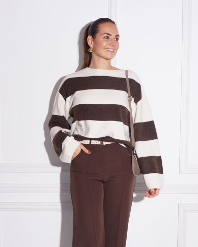 YAYA OVERSIZED TRUI MET STREPEN BRUIN