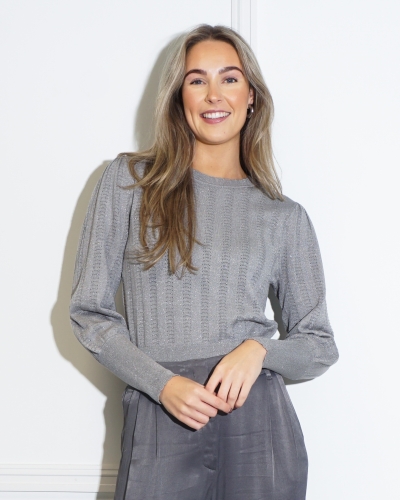 YAYA LUREX SWEATER GRIJS