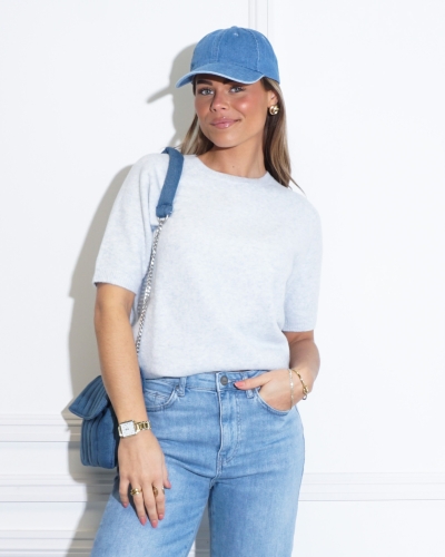 YAYA TRUI MET KORTE RAGLANMOUWEN BLAUW