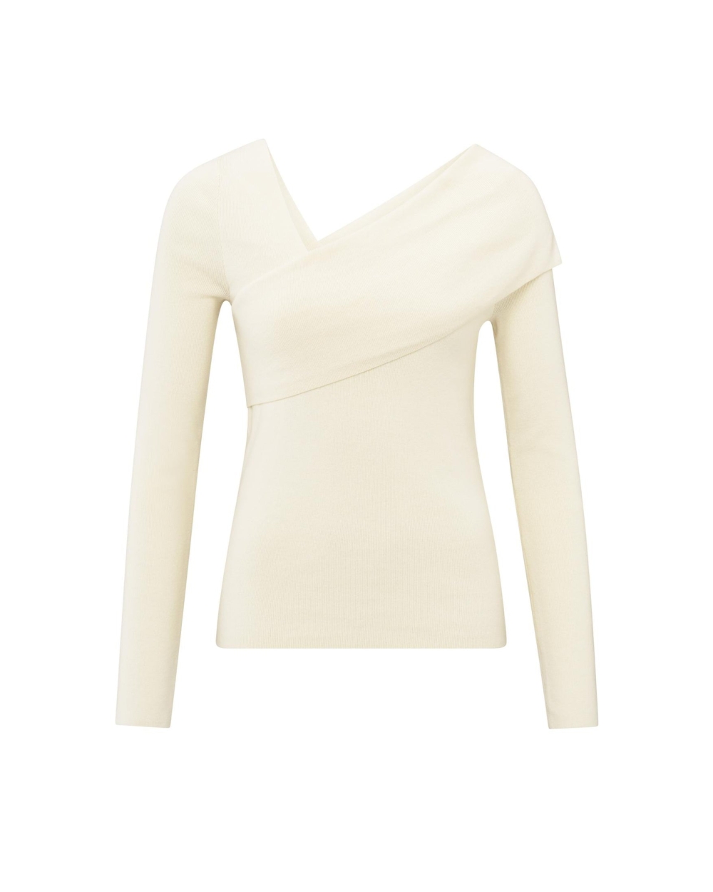 TOP MET OVERSLAGHALS ECRU