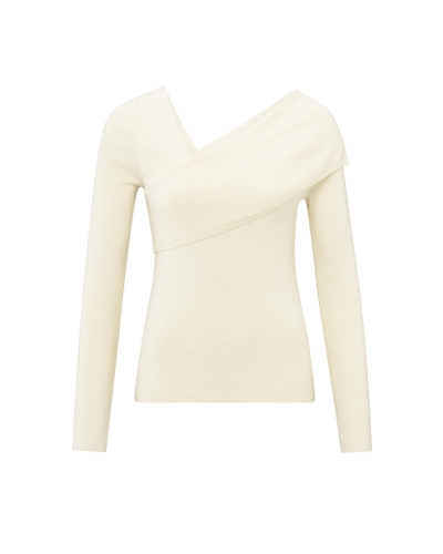 TOP MET OVERSLAGHALS ECRU