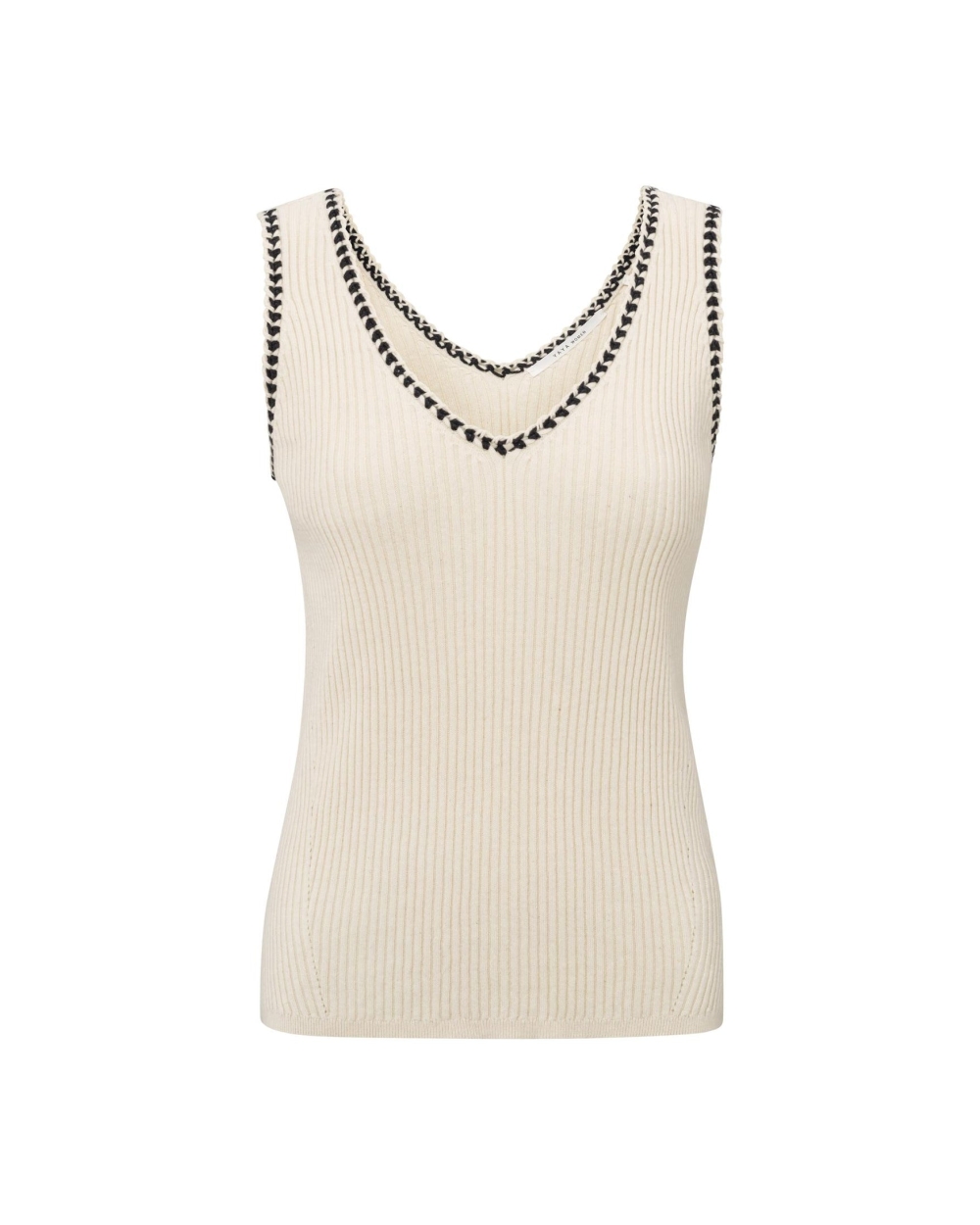 GERIBDE TANKTOP MET STIKSELDETAIL