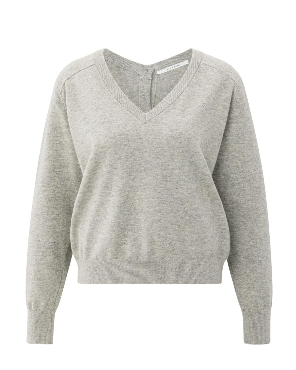 TRUI MET V-HALS EN KNOOPDETAIL GRIJS
