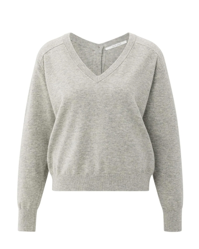 TRUI MET V-HALS EN KNOOPDETAIL GRIJS