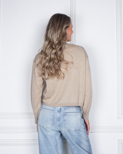 GEBREIDE TRUI MET TEXTUUR BEIGE