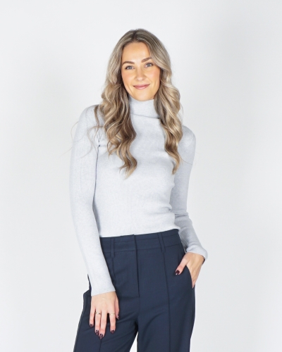 RIBBED TOP MET COL LICHTBLAUW
