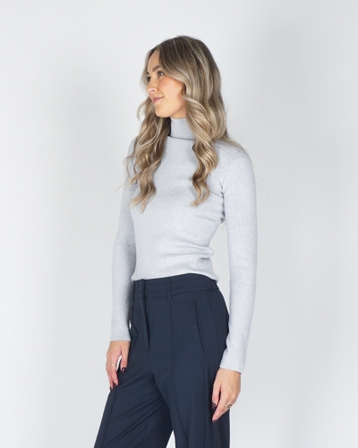 RIBBED TOP MET COL LICHTBLAUW