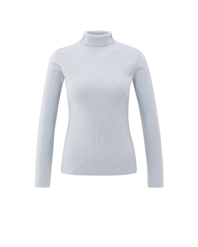 RIBBED TOP MET COL LICHTBLAUW