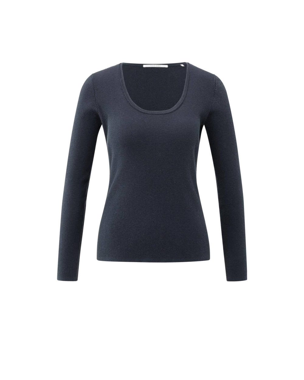 FITTED RIBBED TOP BLAUW