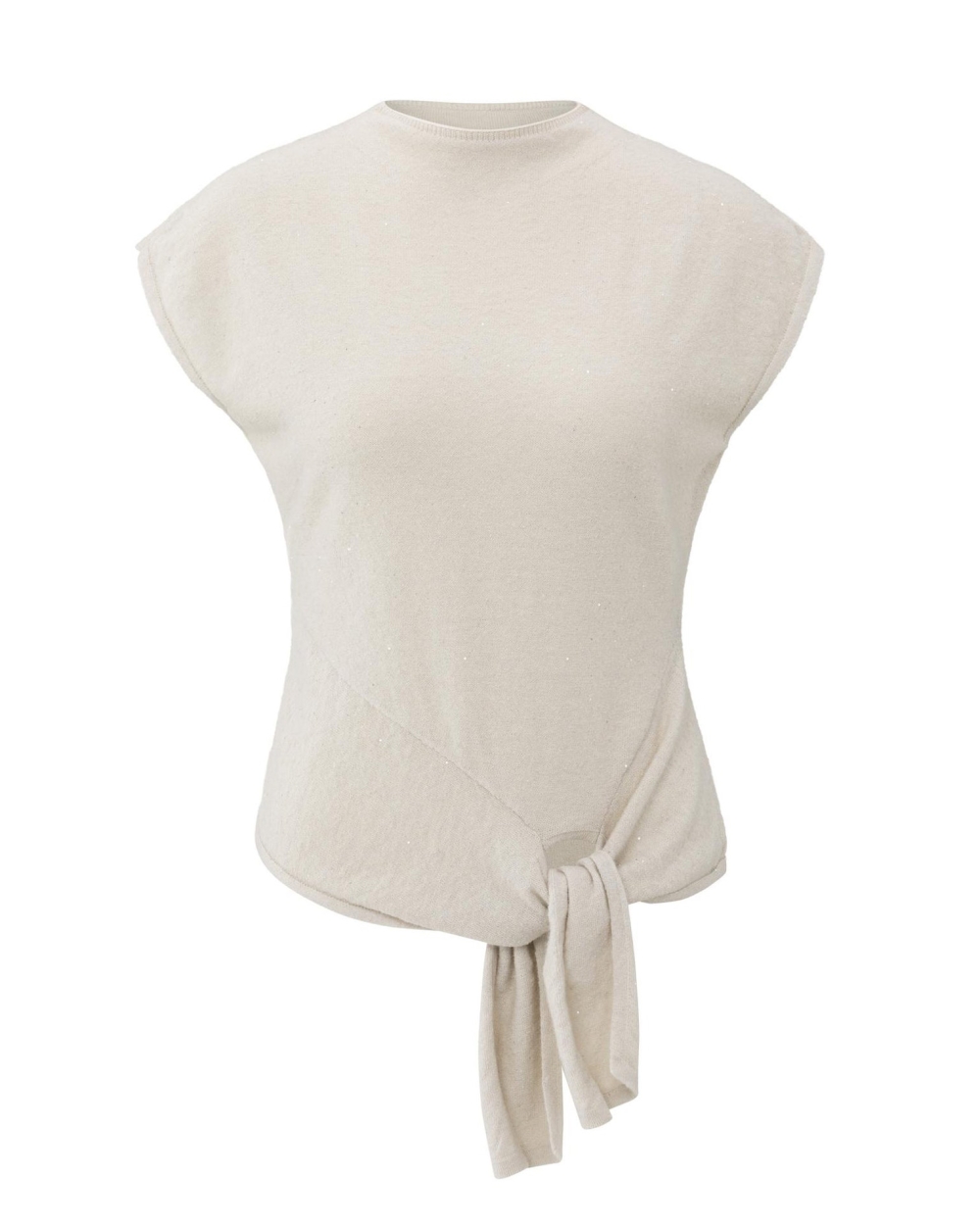 TOP MET KNOOPDETAIL EN GLITTERS GRIJS 