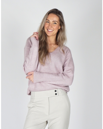 YAYA ZACHTE TRUI MET V-HALS ROZE
