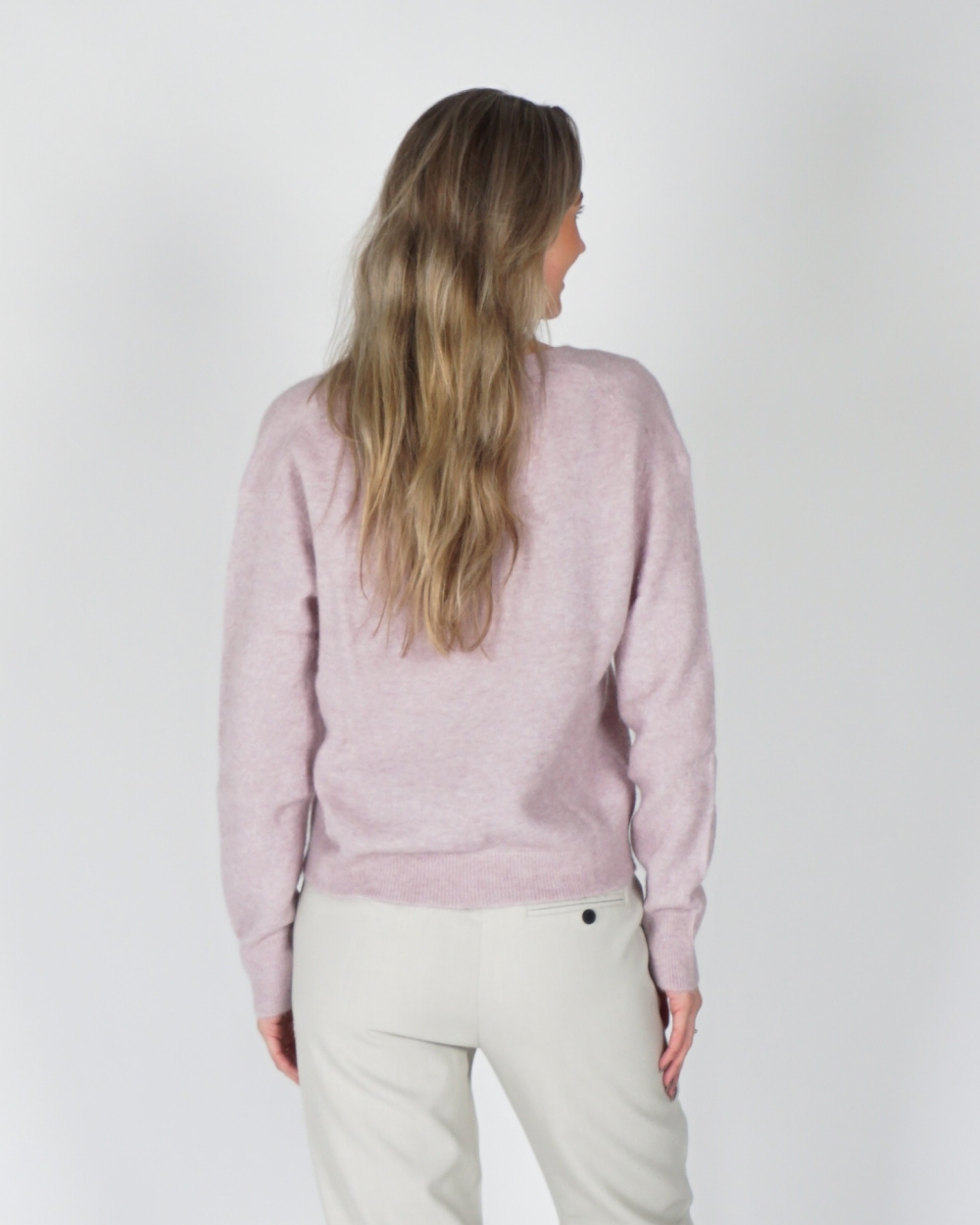 ZACHTE TRUI MET V-HALS ROZE