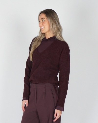 YAYA ZACHTE TRUI MET V-HALS BORDEAUX