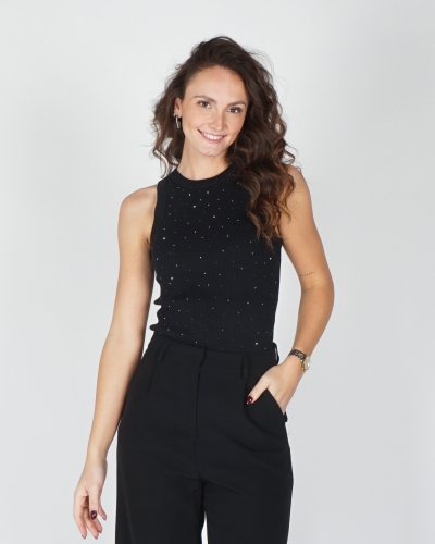 TANKTOP MET STRASS ZWART