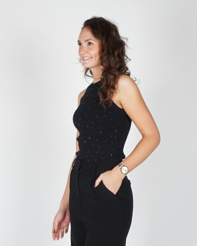 TANKTOP MET STRASS ZWART