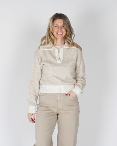 YAYA Trui met contrasterende kraag 01-000547-601