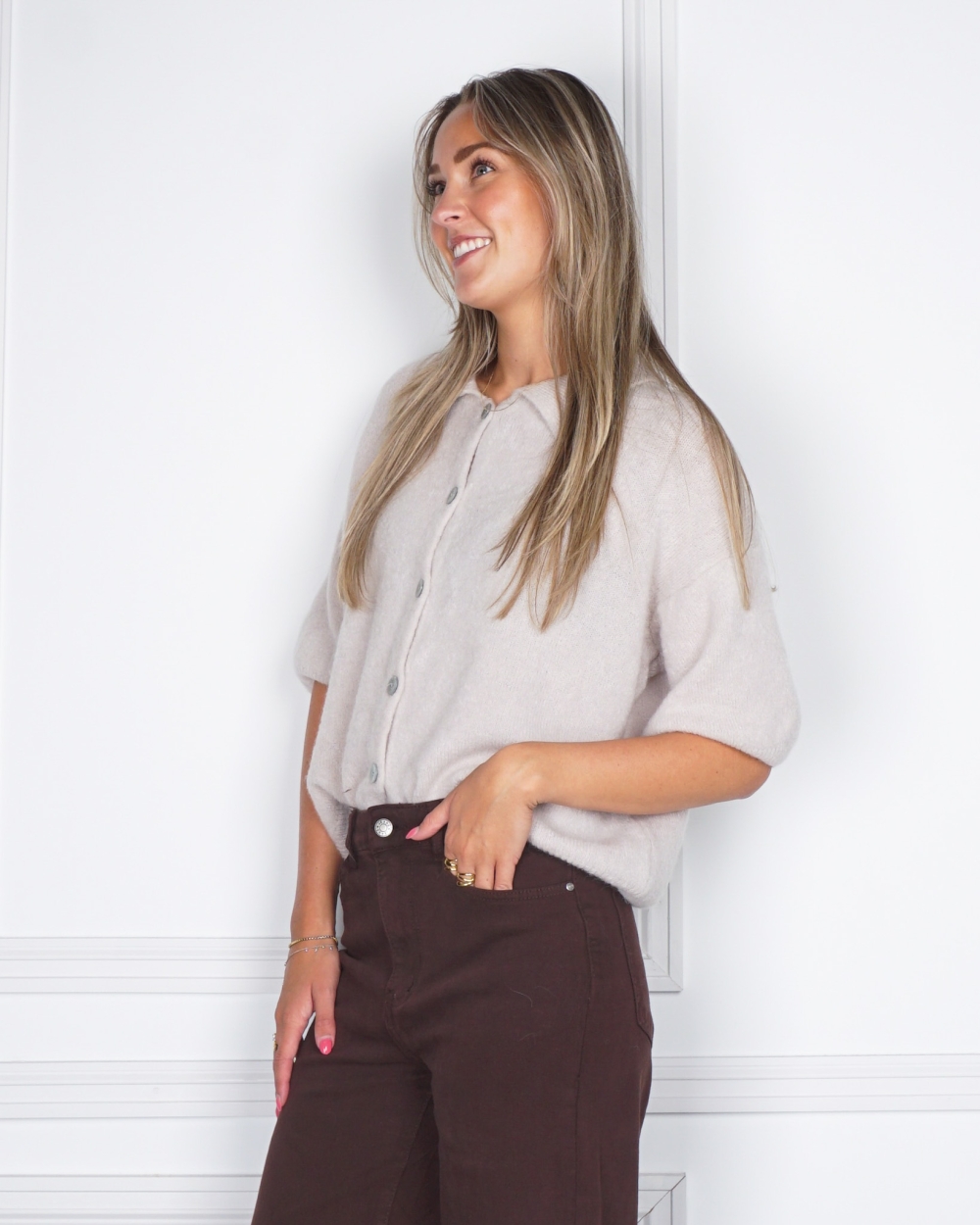 KNITTED POLO BEIGE