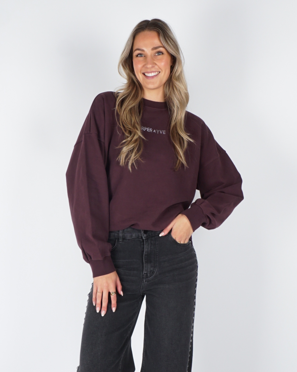 SWEATER RHINESTONE PLUM 