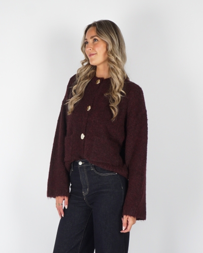 My Jewellery BOUCLE VEST MET KNOPEN BRUIN/BORDEAUX