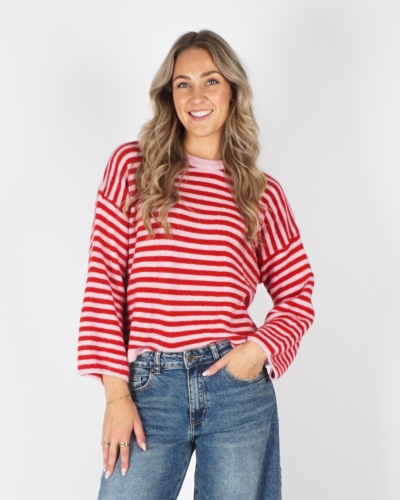 Gossip GESTREEPTE TRUI LIA ROOD ROZE