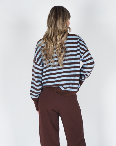 GESTREEPTE TRUI KIM BRUIN / BLAUW