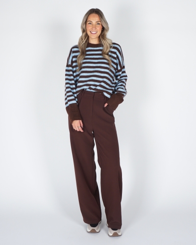 GESTREEPTE TRUI KIM BRUIN / BLAUW