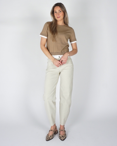 TOP MET DUBBELE BLOUSE-ZOOM KHAKI