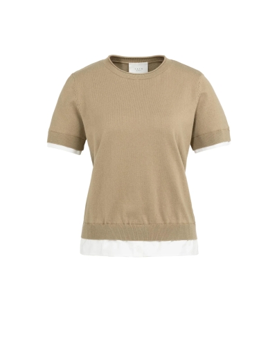 TOP MET DUBBELE BLOUSE-ZOOM KHAKI