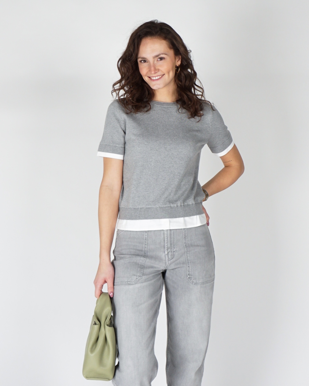TOP MET DUBBELE BLOUSE-ZOOM GRIJS
