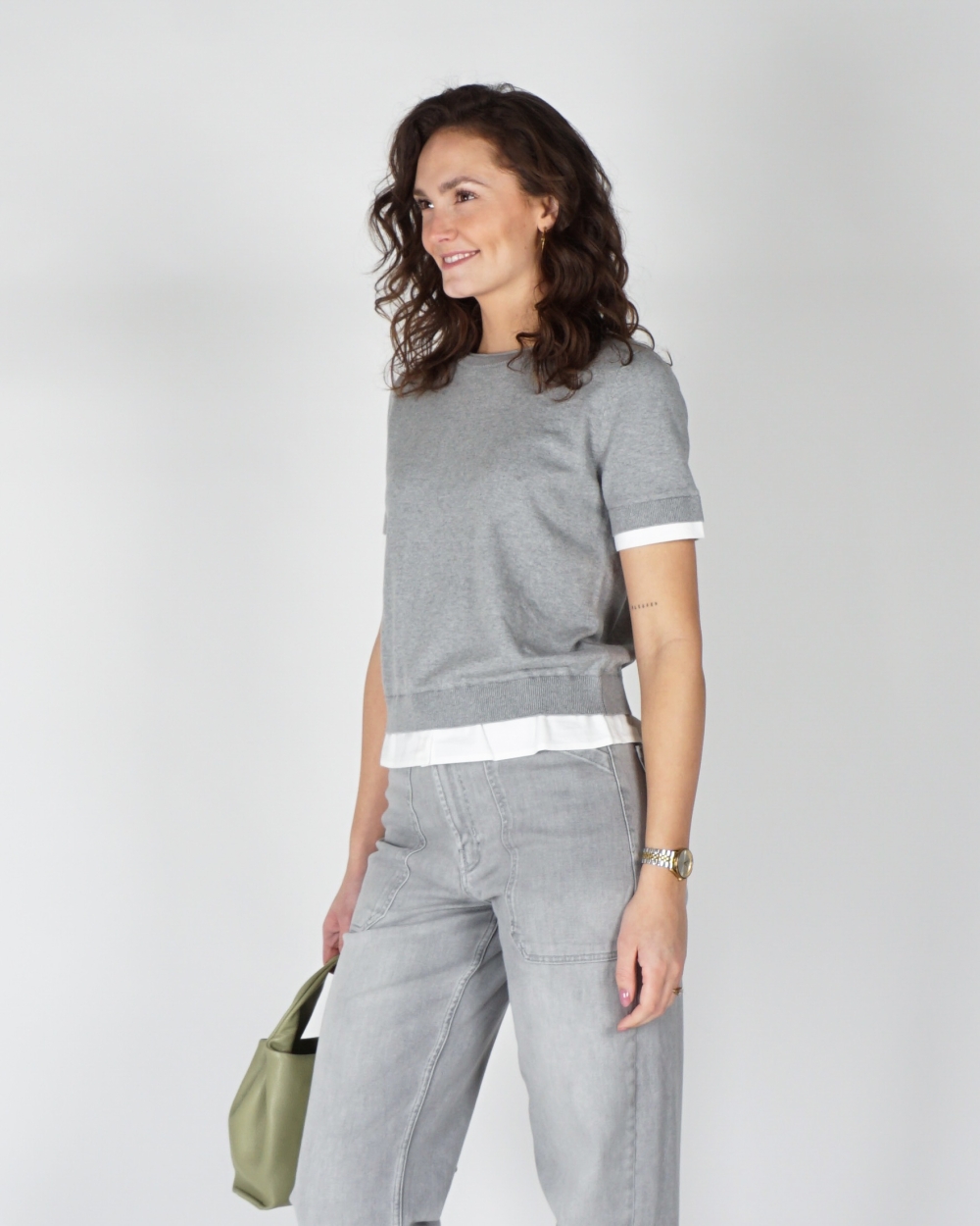 TOP MET DUBBELE BLOUSE-ZOOM GRIJS