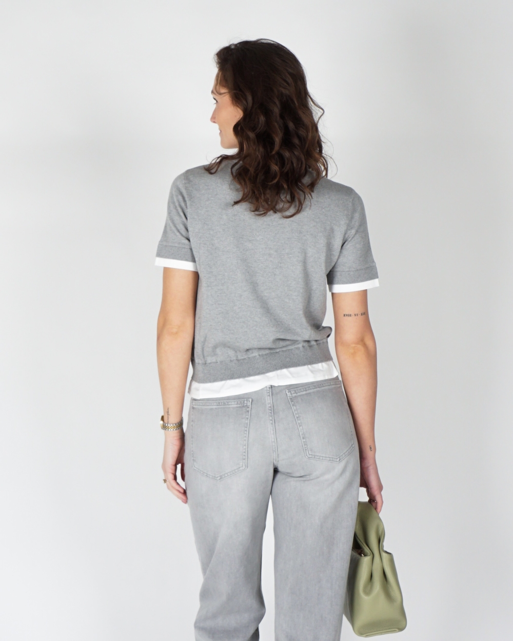 TOP MET DUBBELE BLOUSE-ZOOM GRIJS