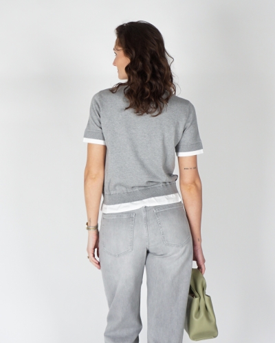 TOP MET DUBBELE BLOUSE-ZOOM GRIJS