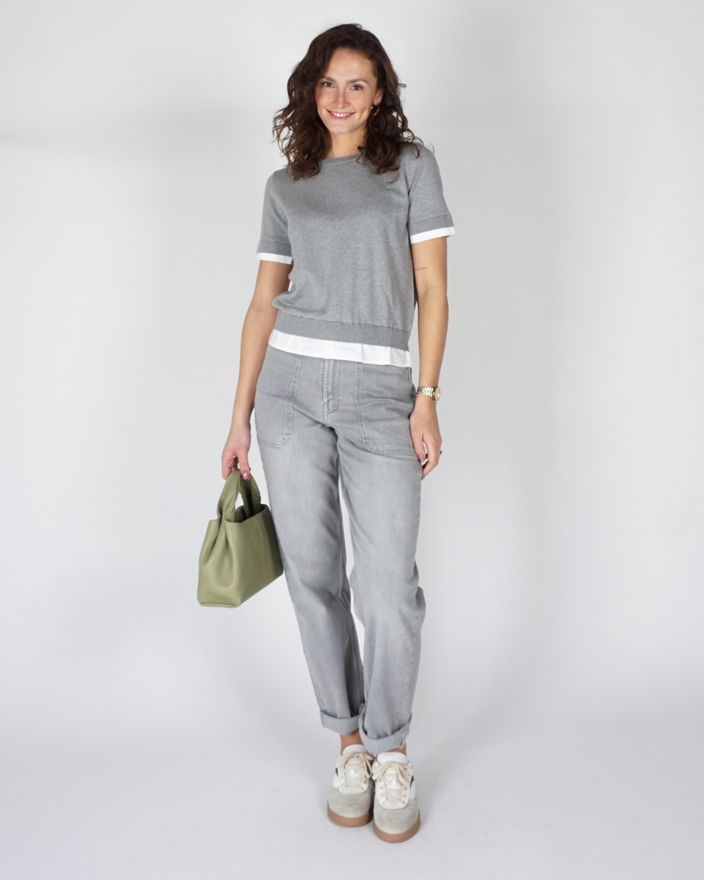 TOP MET DUBBELE BLOUSE-ZOOM GRIJS