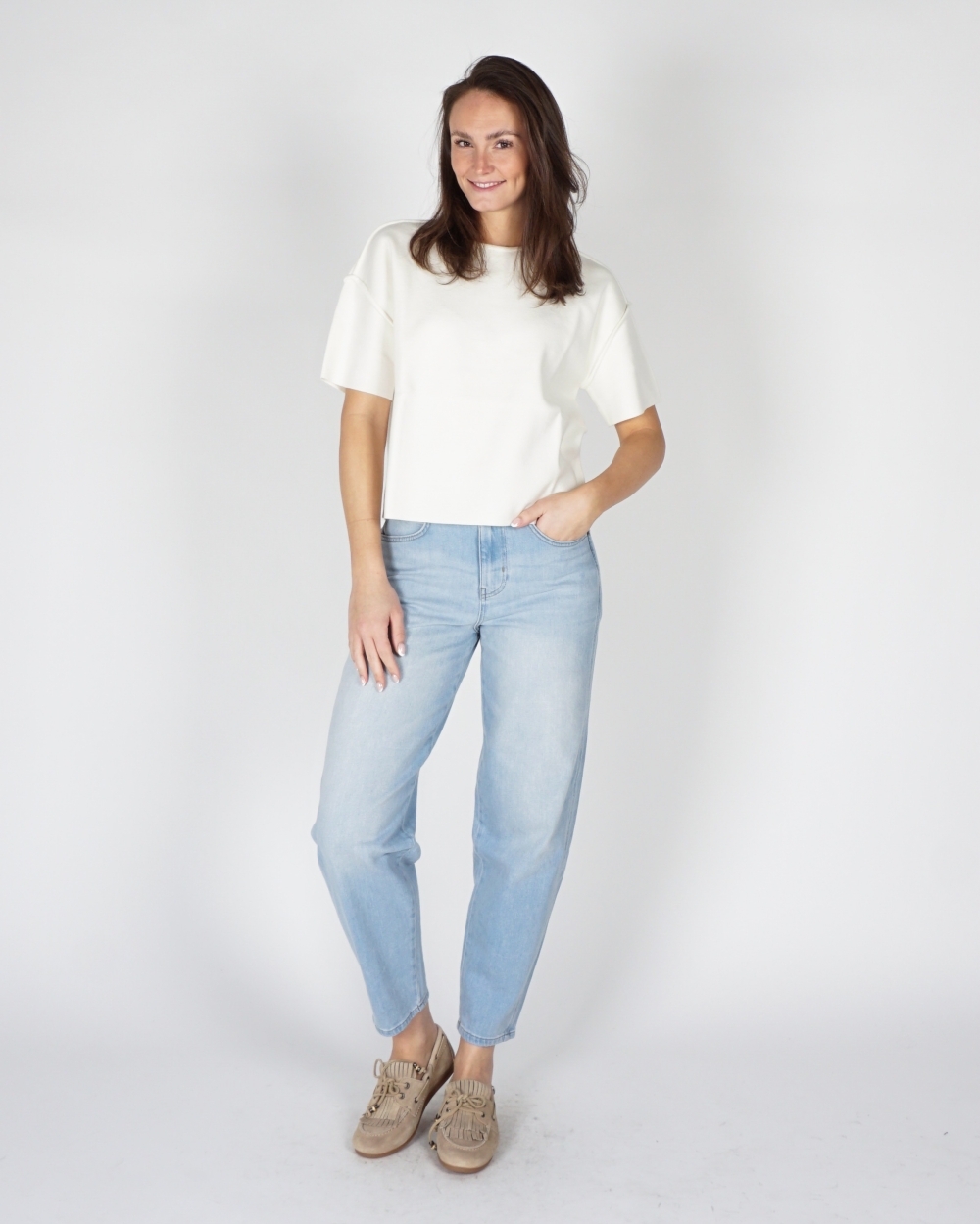 SWEATER MET KORTE MOUWEN ECRU