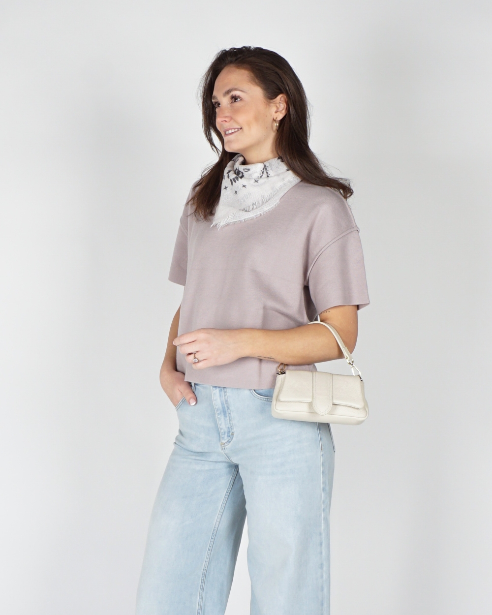 SWEATER MET KORTE MOUWEN MAUVE