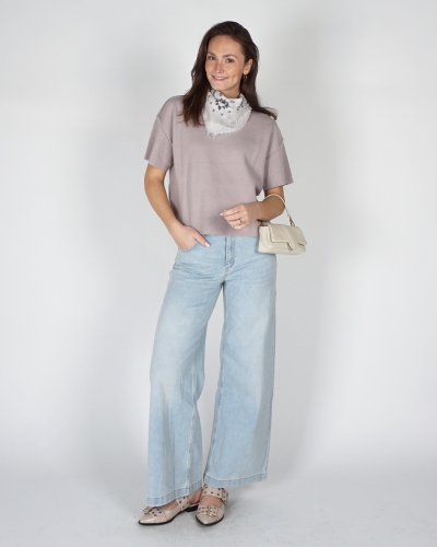 SWEATER MET KORTE MOUWEN MAUVE