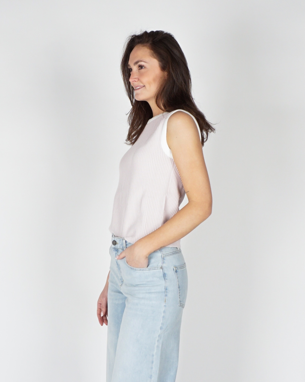 MOUWLOZE RIBTOP LICHT ROZE