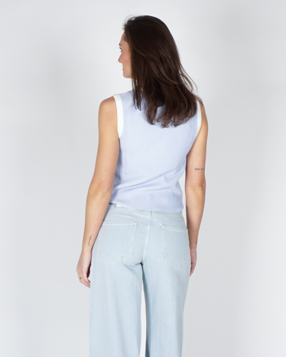 MOUWLOZE RIBTOP LICHTBLAUW