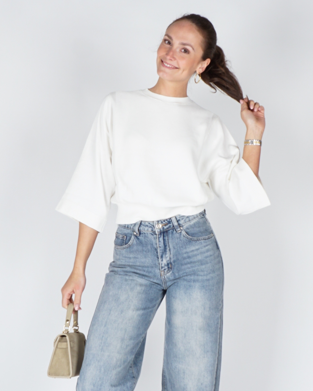 SWEATER MET WIJDE MOUWEN WIT