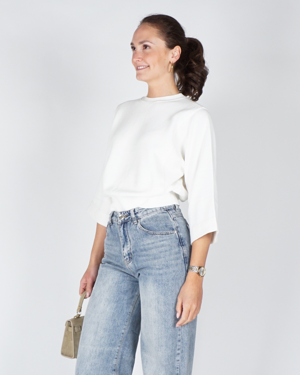 SWEATER MET WIJDE MOUWEN WIT