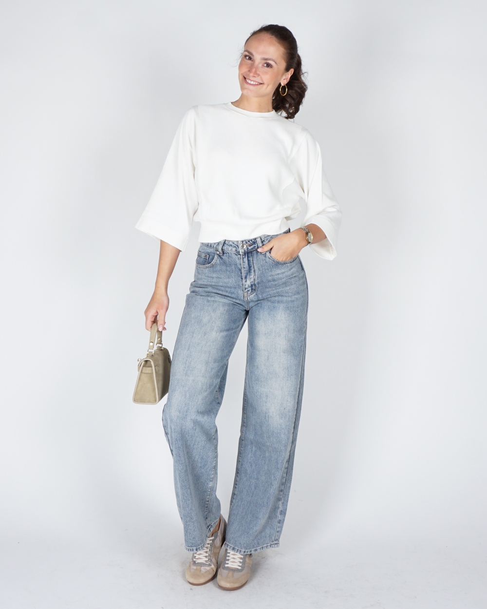 SWEATER MET WIJDE MOUWEN WIT