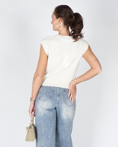MOUWLOZE TRUI MET KNOOPDETAILS BEIGE