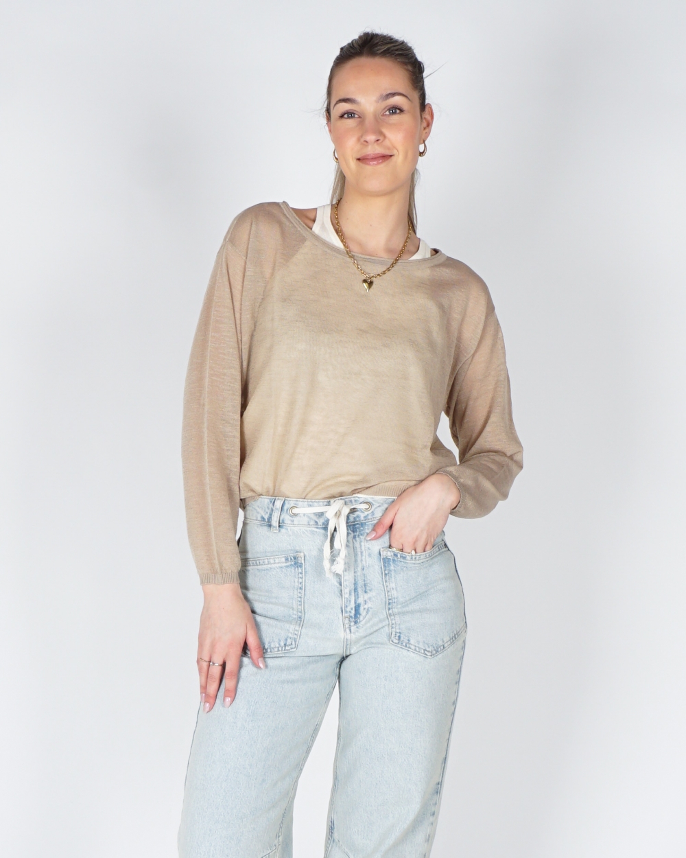 TWINSET TRUI MET SINGLET BEIGE