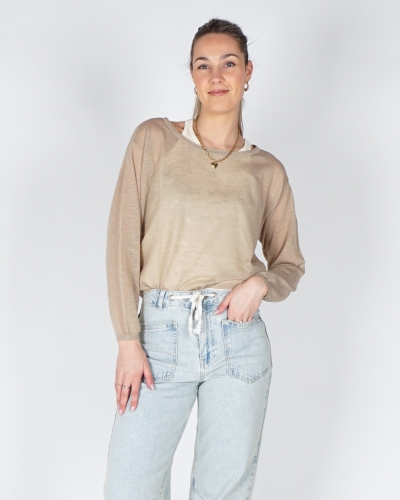YAYA TWINSET TRUI MET SINGLET BEIGE